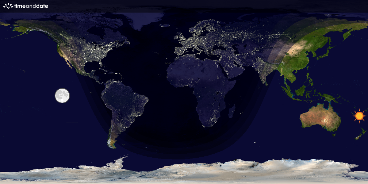 Verdenskart som viser dag og natt 