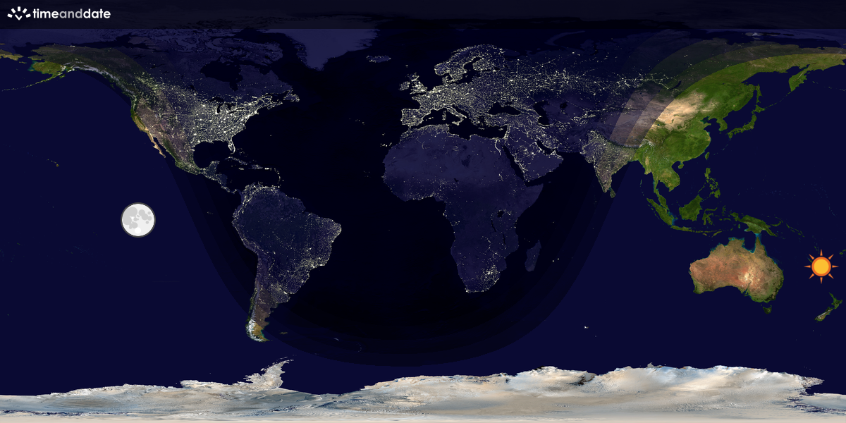 Verdenskart som viser dag og natt 