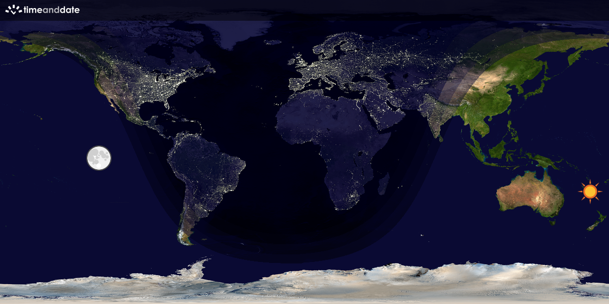 Verdenskart som viser dag og natt 
