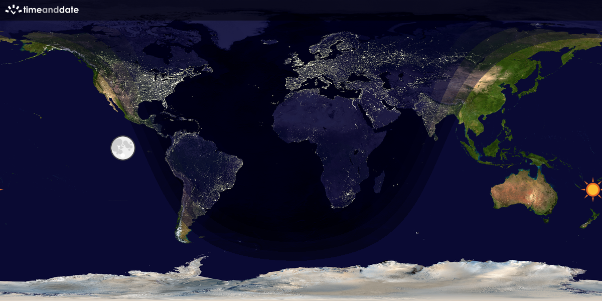 Verdenskart som viser dag og natt 