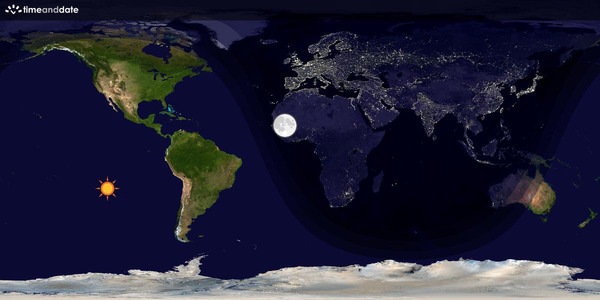 Verdenskart som viser dag og natt 