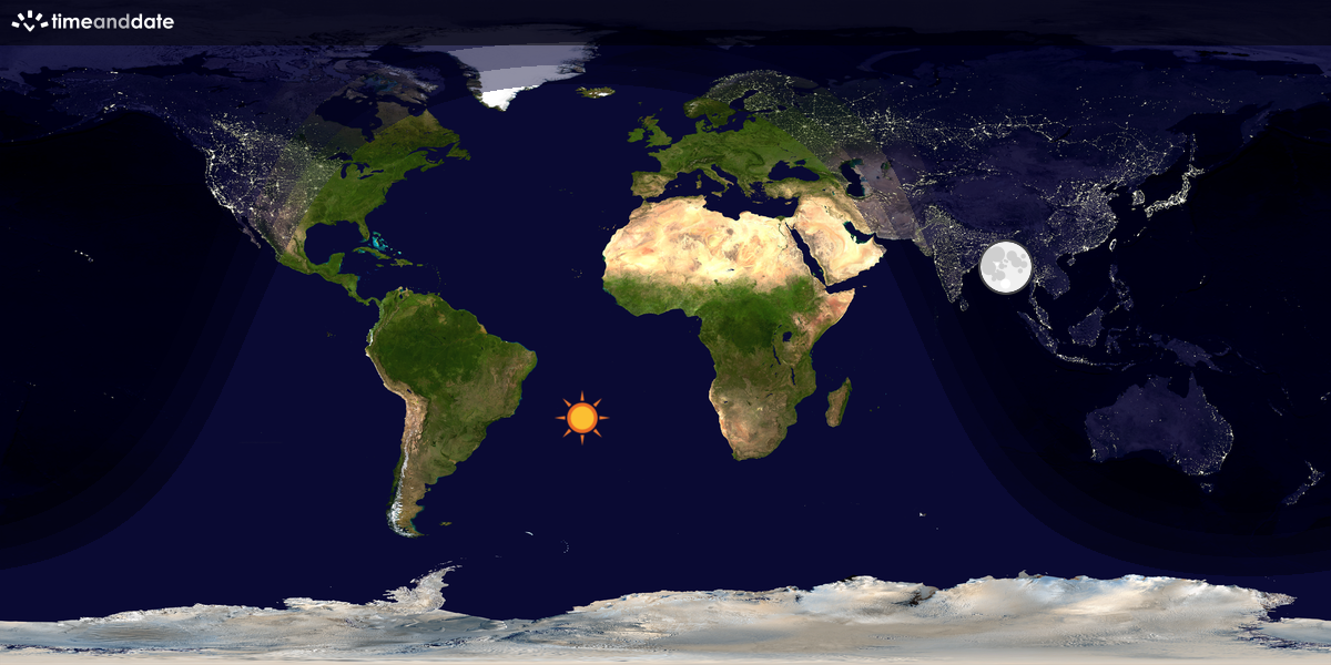 Verdenskart som viser dag og natt 