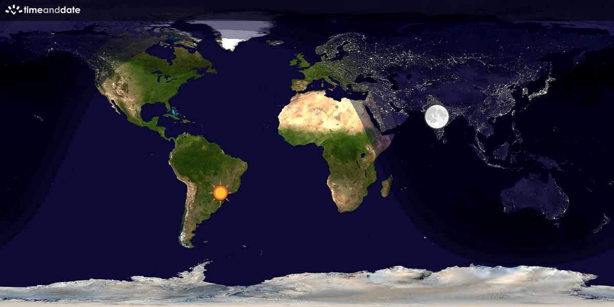 Verdenskart som viser dag og natt 