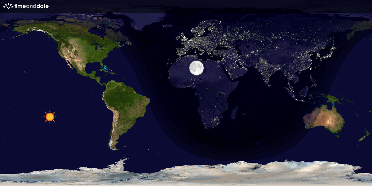Verdenskart som viser dag og natt 