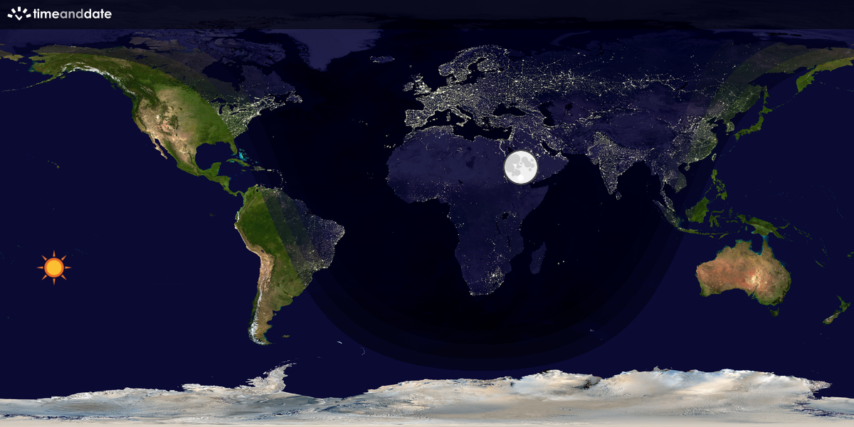 Verdenskart som viser dag og natt 