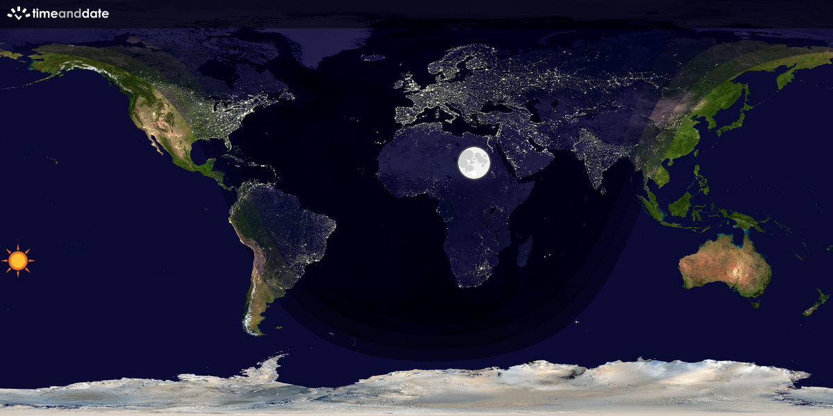 Verdenskart som viser dag og natt 