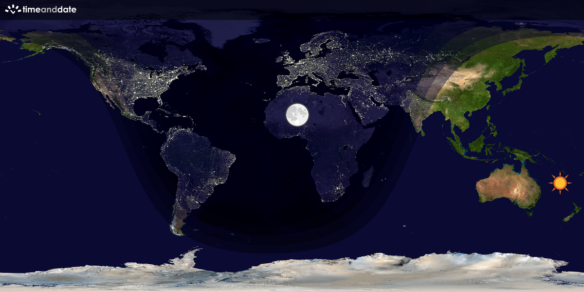 Verdenskart som viser dag og natt 