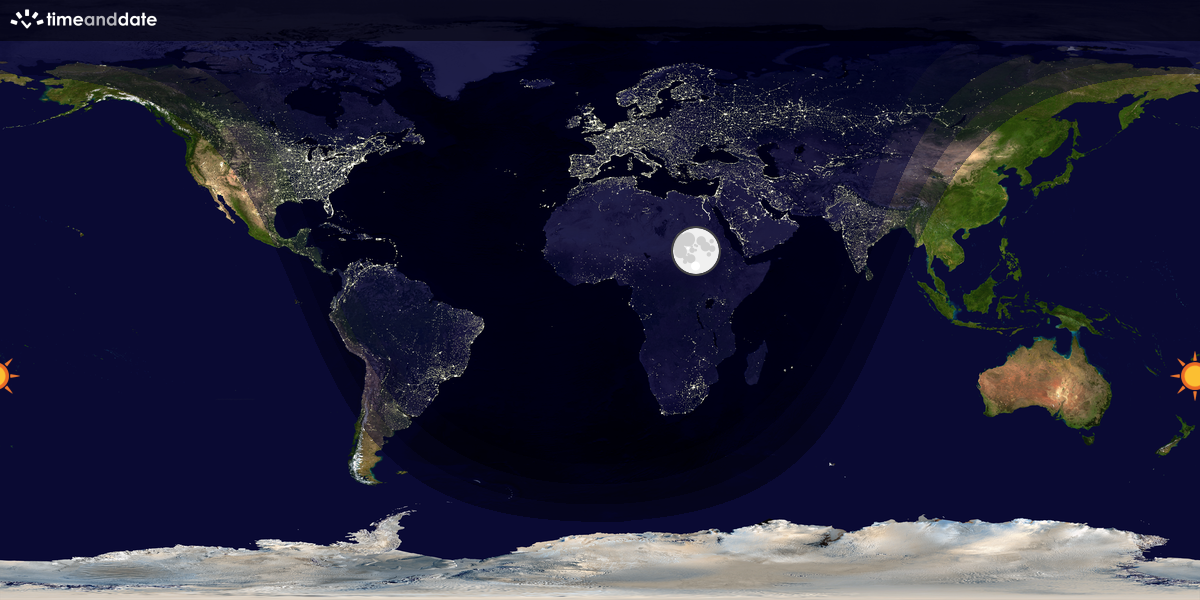 Verdenskart som viser dag og natt 