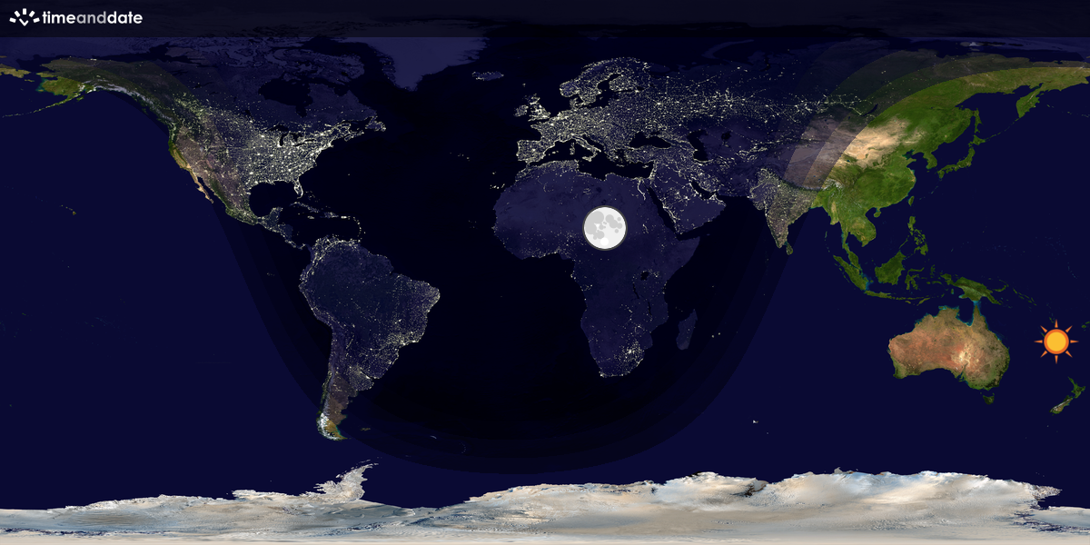 Verdenskart som viser dag og natt 