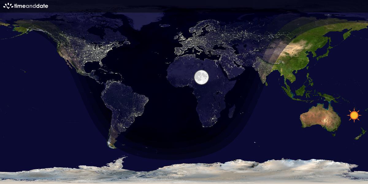 Verdenskart som viser dag og natt 