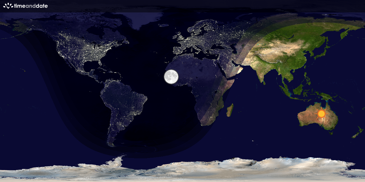 Verdenskart som viser dag og natt 