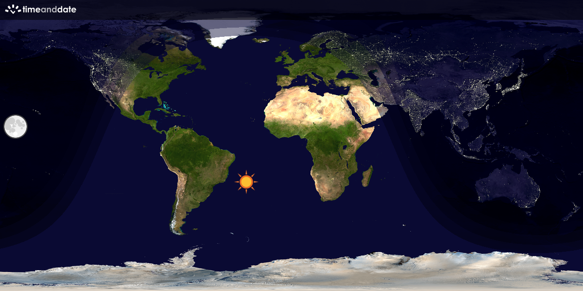 Verdenskart som viser dag og natt 