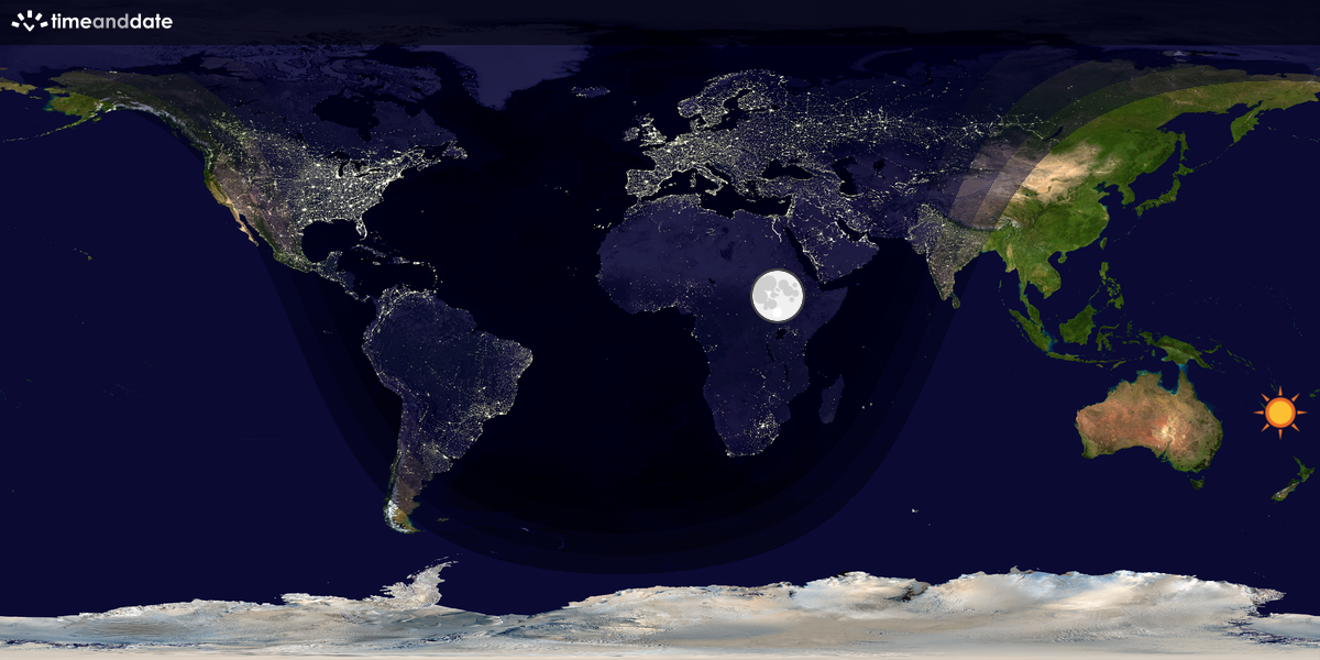 Verdenskart som viser dag og natt 