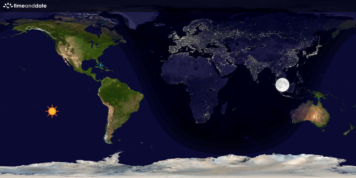 Verdenskart som viser dag og natt 