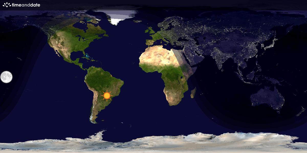 Verdenskart som viser dag og natt 
