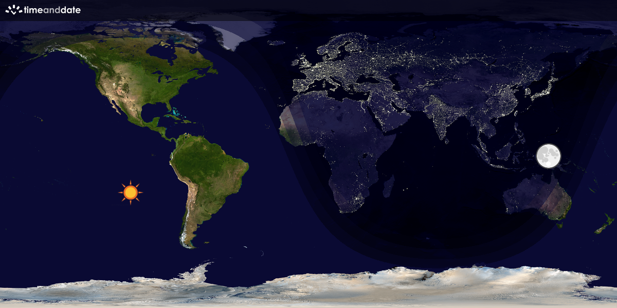 Verdenskart som viser dag og natt 