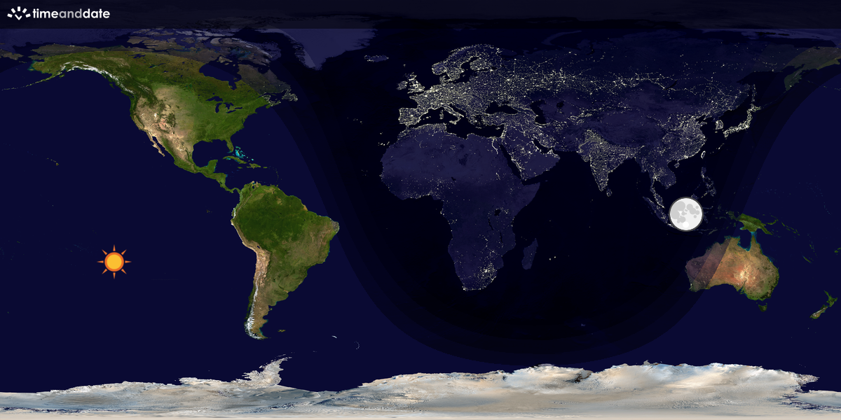 Verdenskart som viser dag og natt 
