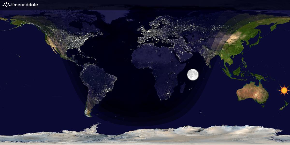 Verdenskart som viser dag og natt 