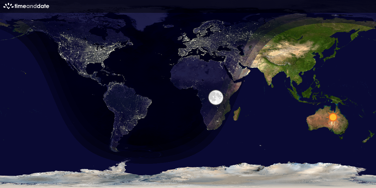 Verdenskart som viser dag og natt 