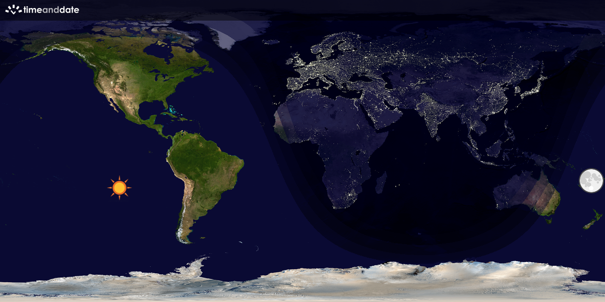Verdenskart som viser dag og natt 