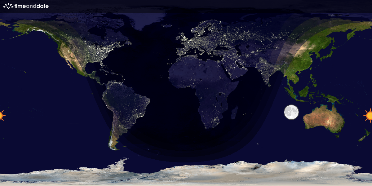 Verdenskart som viser dag og natt 