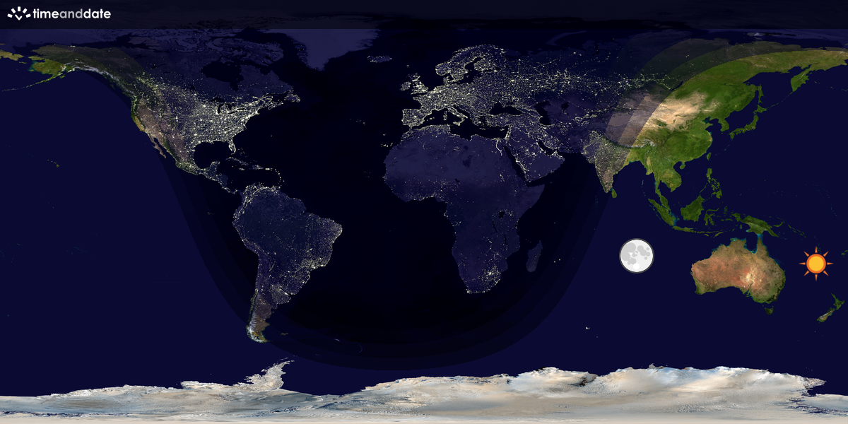 Verdenskart som viser dag og natt 