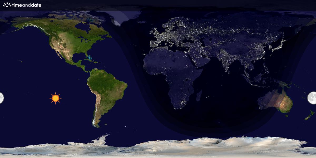 Verdenskart som viser dag og natt 