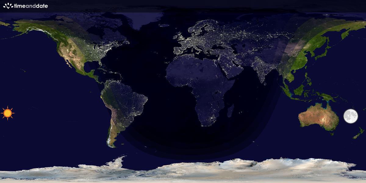 Verdenskart som viser dag og natt 