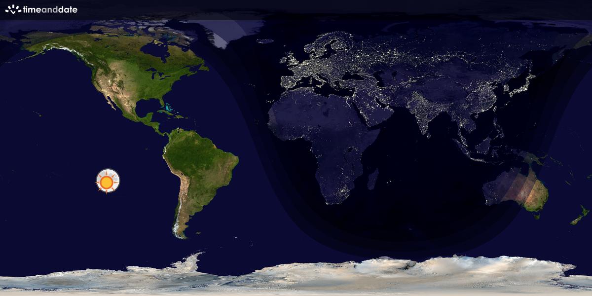 Verdenskart som viser dag og natt 