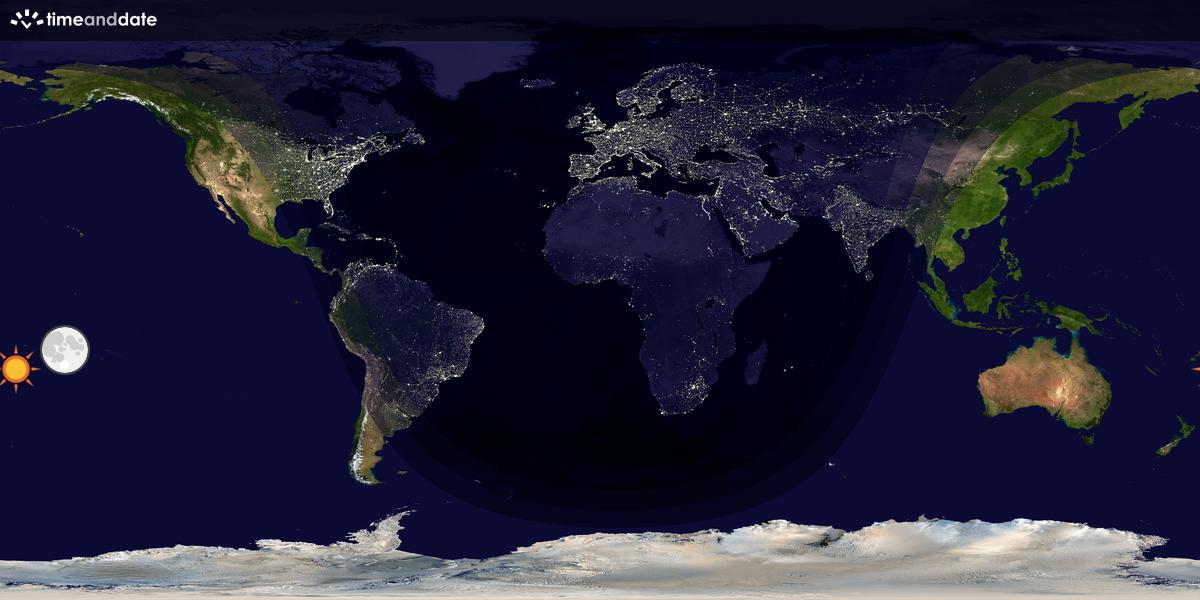 Verdenskart som viser dag og natt 