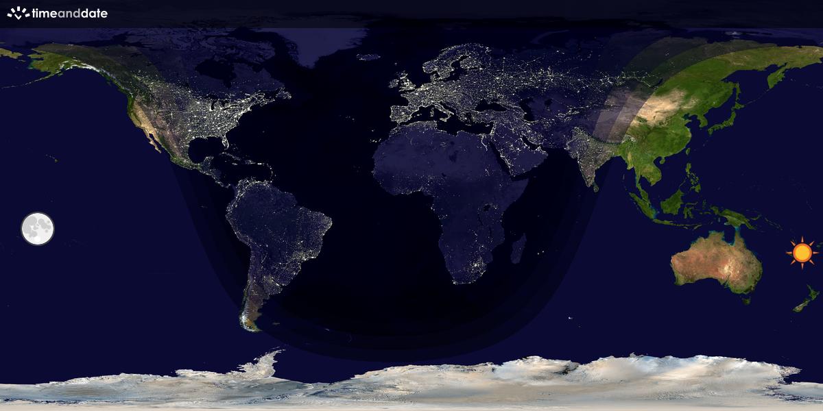 Verdenskart som viser dag og natt 