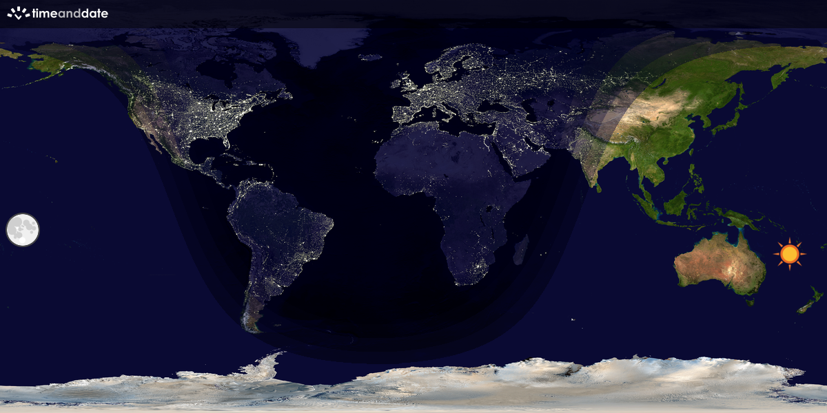 Verdenskart som viser dag og natt 