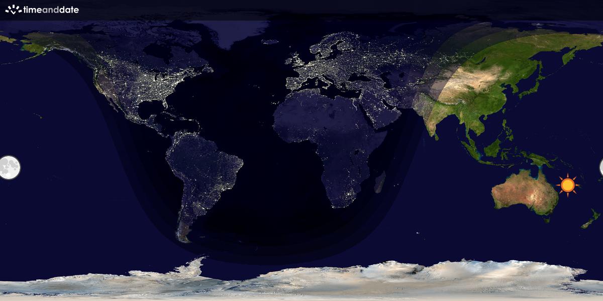 Verdenskart som viser dag og natt 