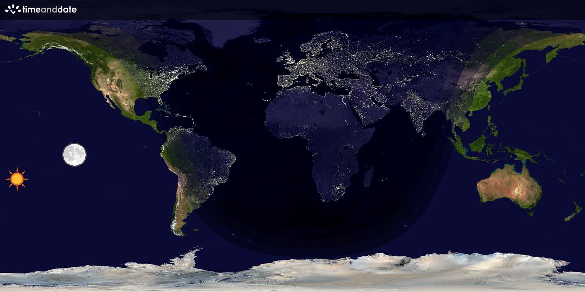 Verdenskart som viser dag og natt 