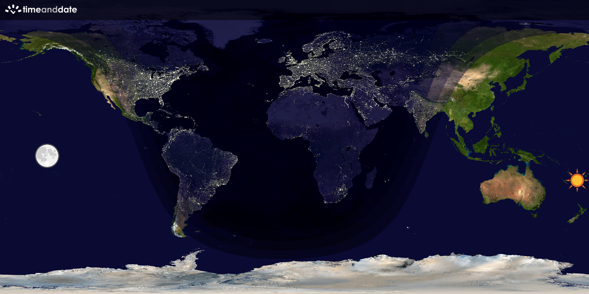 Verdenskart som viser dag og natt 