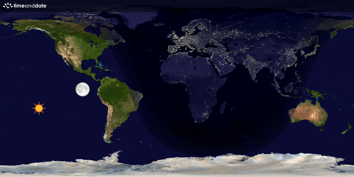 Verdenskart som viser dag og natt 