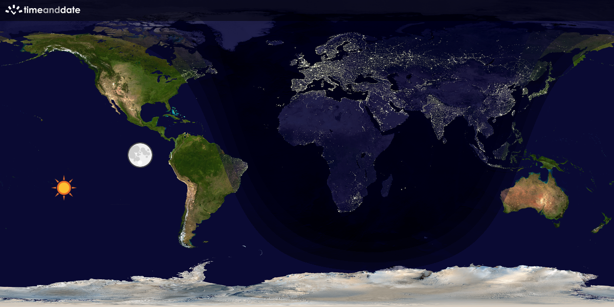 Verdenskart som viser dag og natt 