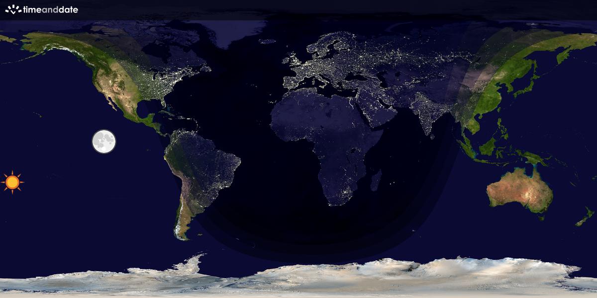 Verdenskart som viser dag og natt 