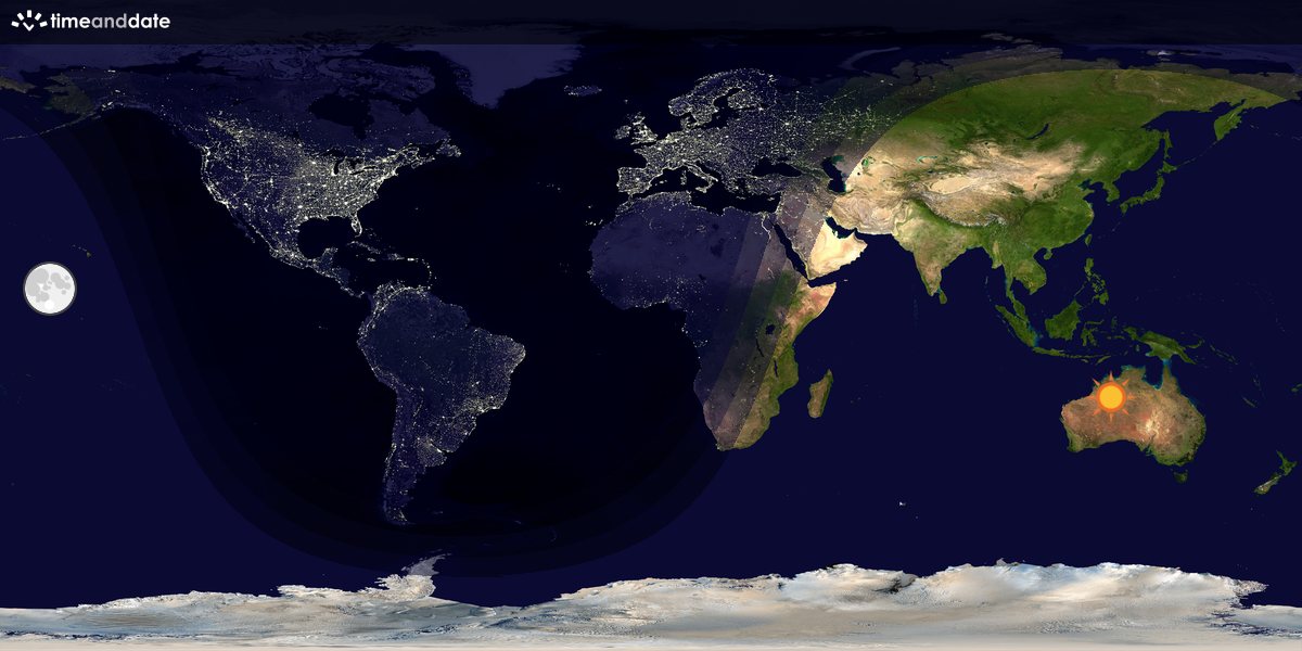 Verdenskart som viser dag og natt 