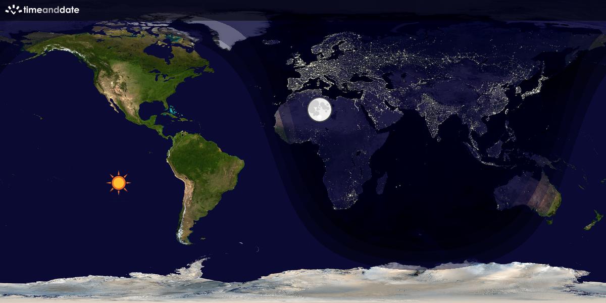 Verdenskart som viser dag og natt 