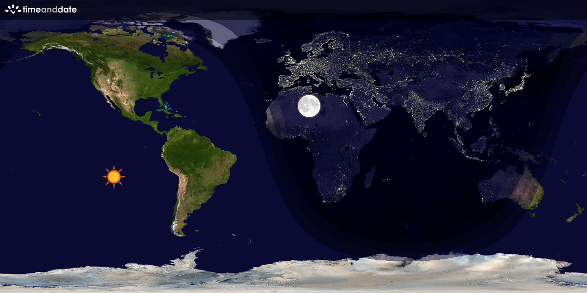 Verdenskart som viser dag og natt 