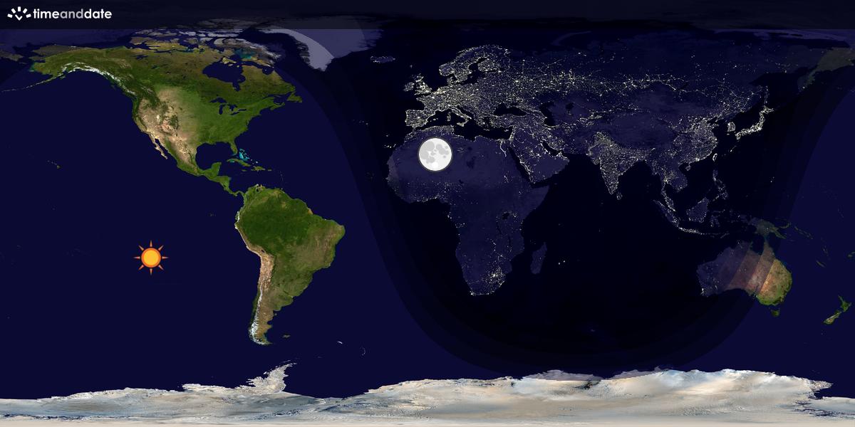 Verdenskart som viser dag og natt 