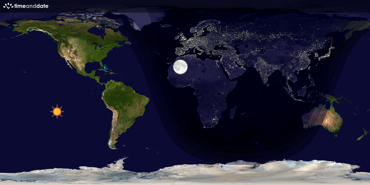 Verdenskart som viser dag og natt 