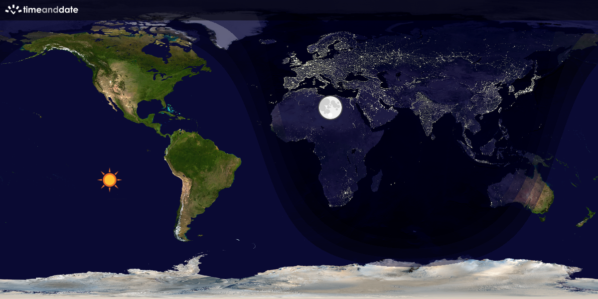 Verdenskart som viser dag og natt 