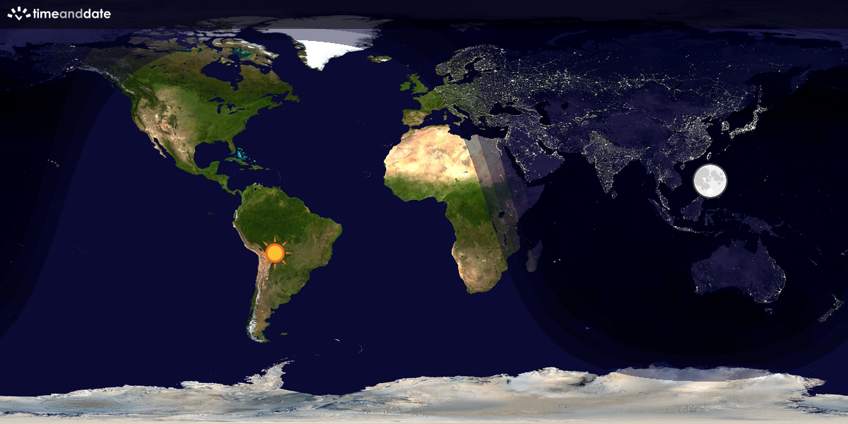 Verdenskart som viser dag og natt 