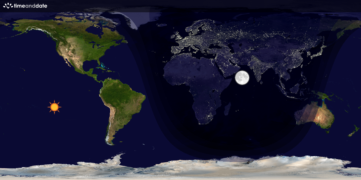 Verdenskart som viser dag og natt 