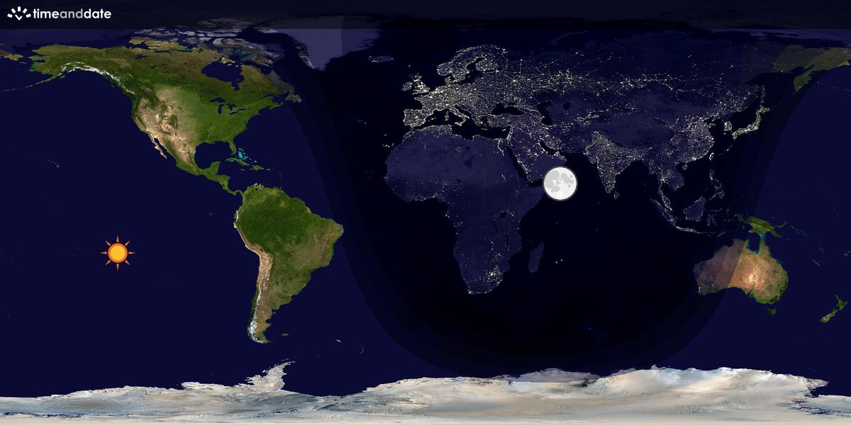 Verdenskart som viser dag og natt 