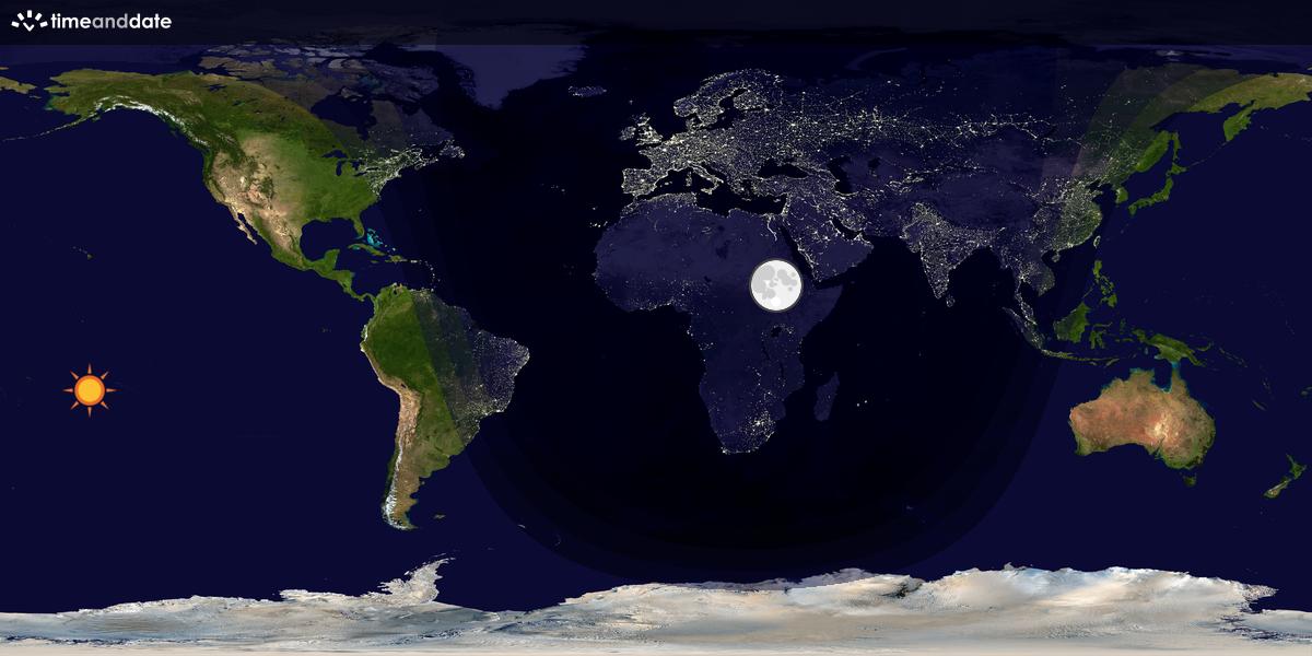 Verdenskart som viser dag og natt 