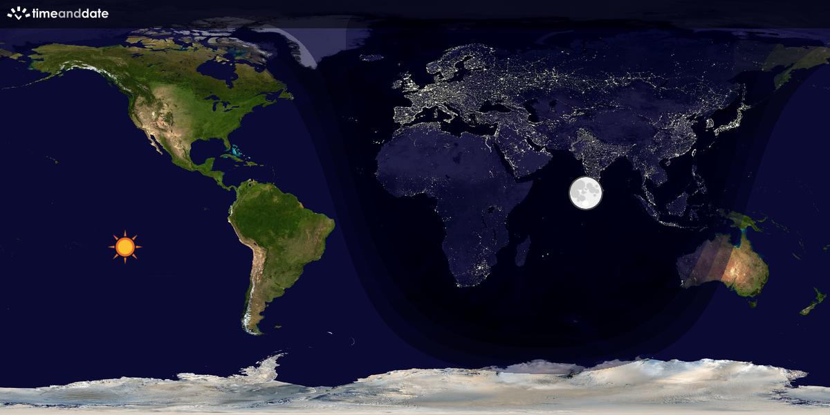 Verdenskart som viser dag og natt 