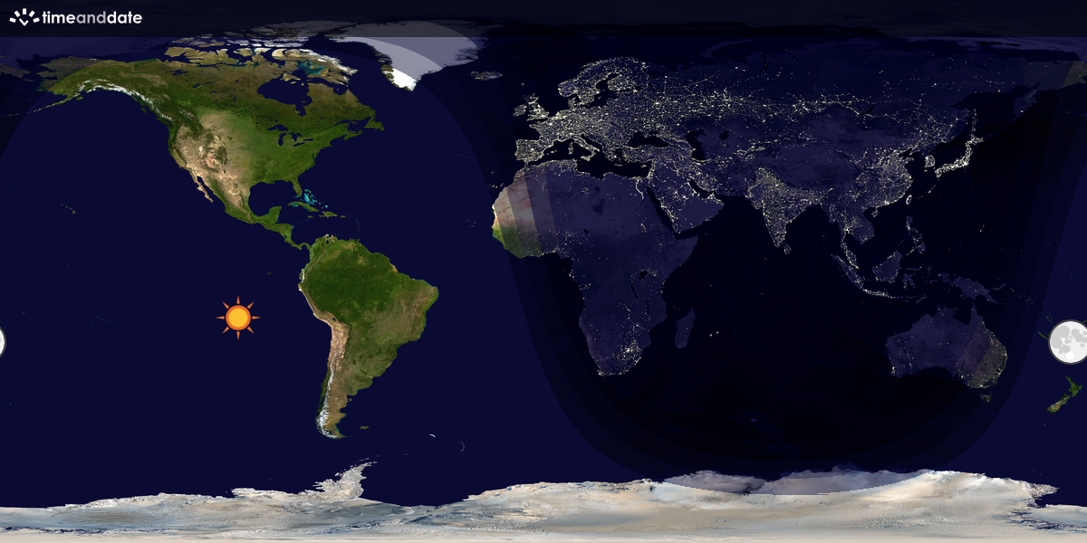 Verdenskart som viser dag og natt 